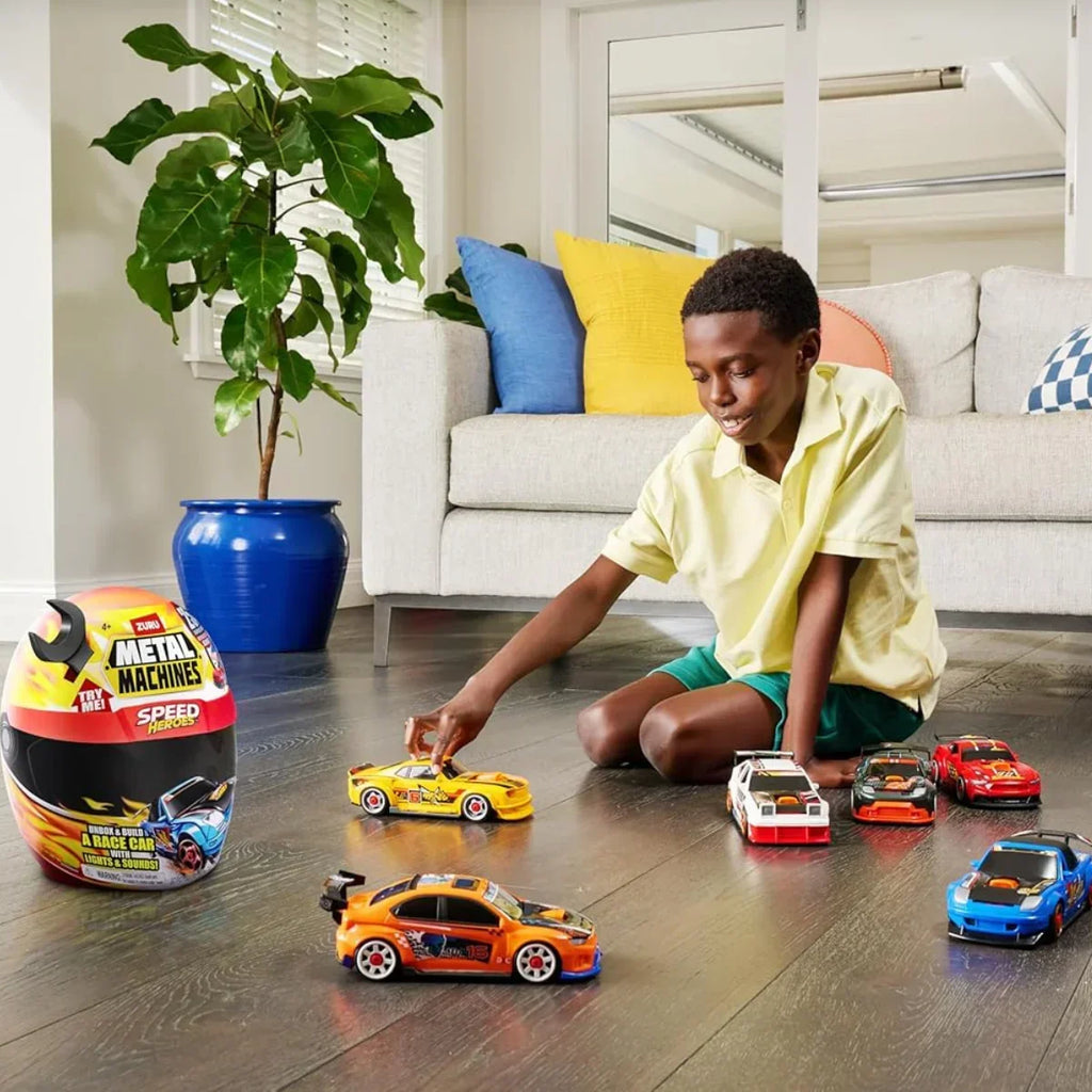 Zuru Metal Machines Speed Heroes – Customizable Race Car Set with Lights, Sounds & Surprises (Assorted) - Naivri