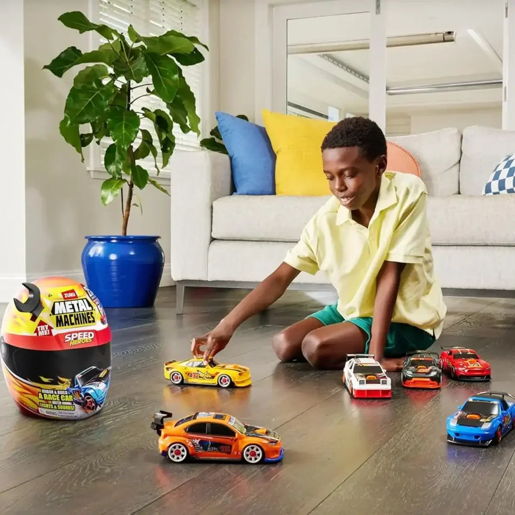 Zuru Metal Machines Speed Heroes – Customizable Race Car Set with Lights, Sounds & Surprises (Assorted) - Naivri