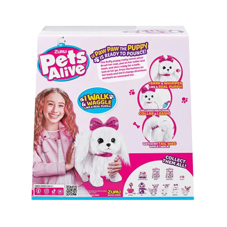 Zuru Pets Alive Lil' Paw Paw – Interactive Plush Puppy Toy - Naivri
