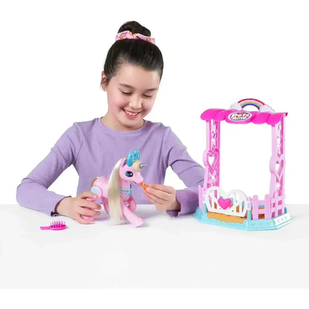 ZURU Pets Alive Magical Unicorn Stable Playset – Interactive Sounds & Grooming Fun (3+ Years) - Naivri