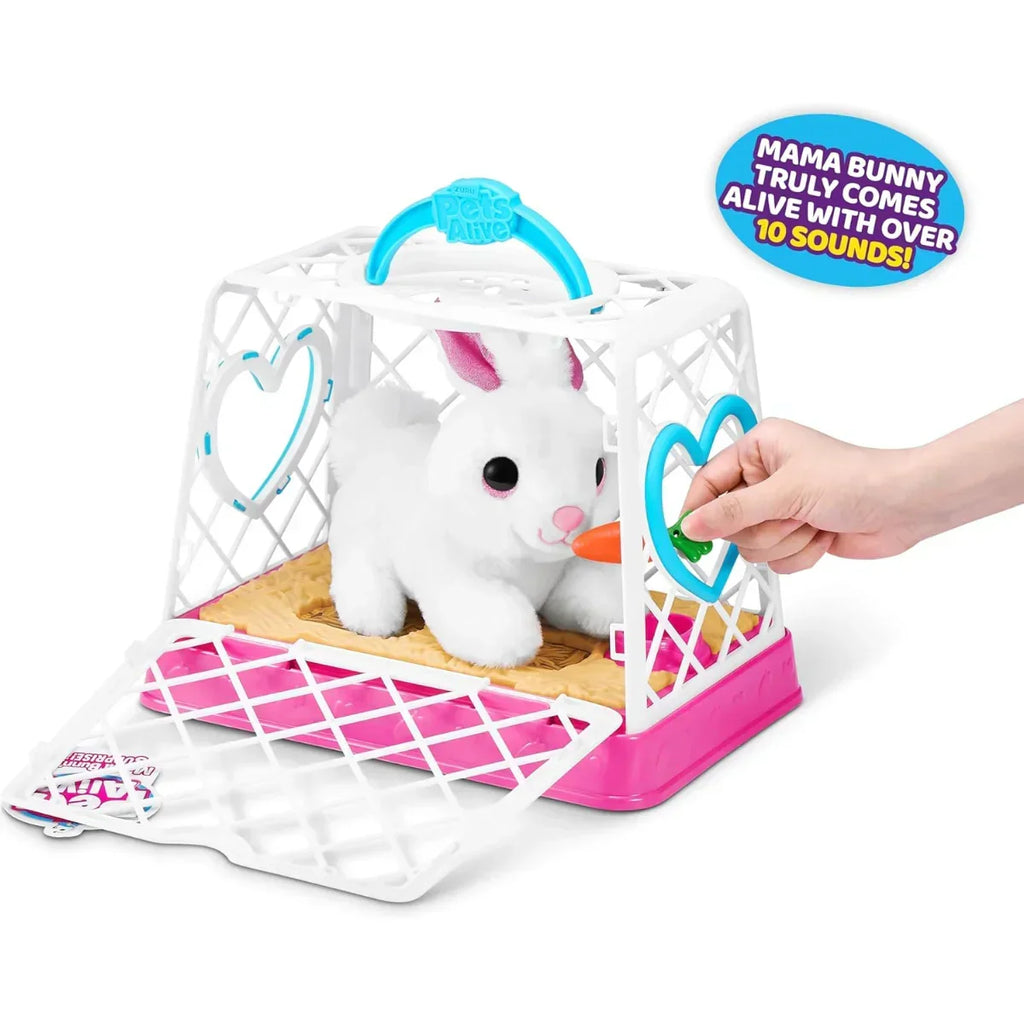 Zuru Pets Alive Mama Bunny & Baby Surprise Series 1 - Interactive Plush Toy with Sounds & Hidden Babies - Naivri