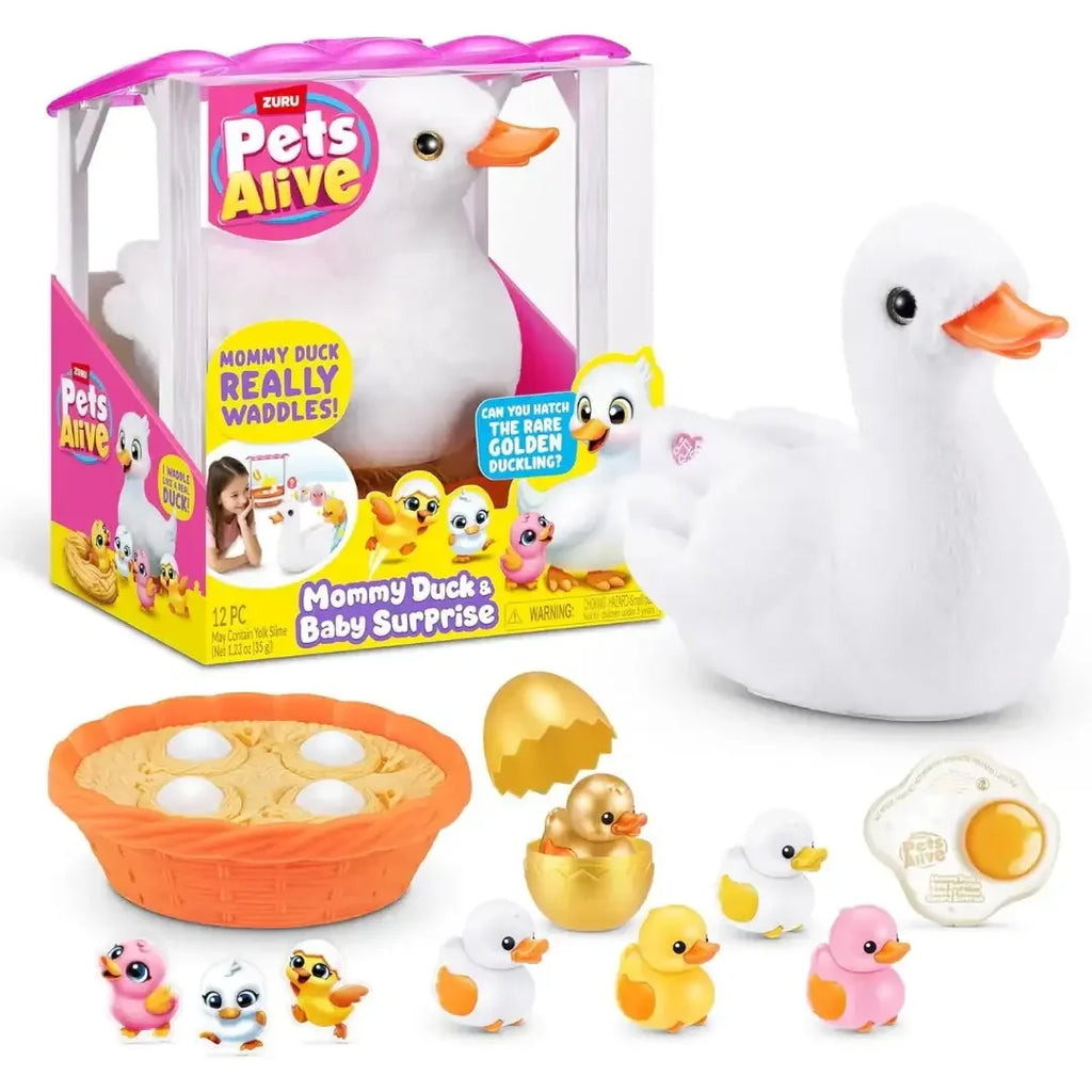 ZURU Pets Alive Mommy Duck Surprise Family – Hatching Babies & Waddling Play (3+ Years) - Naivri